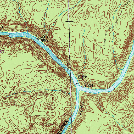 Topographic Map of Double Falls, TN