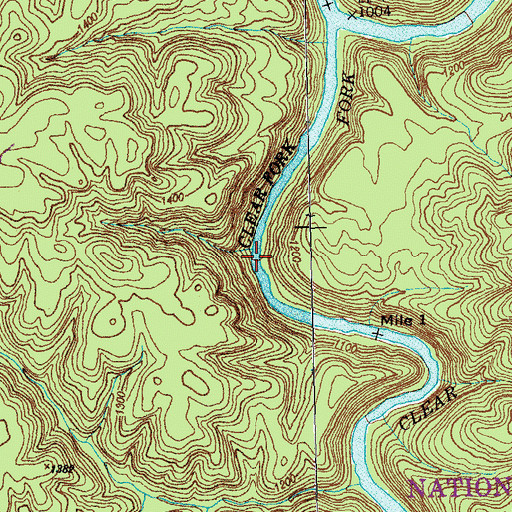 Topographic Map of First Drop Rapids, TN