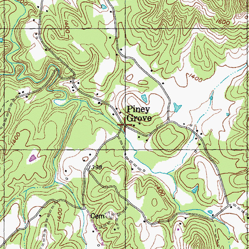 Topographic Map of Piney Grove, TN