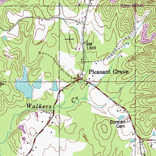 Topographic Map of Pleasant Grove, TN