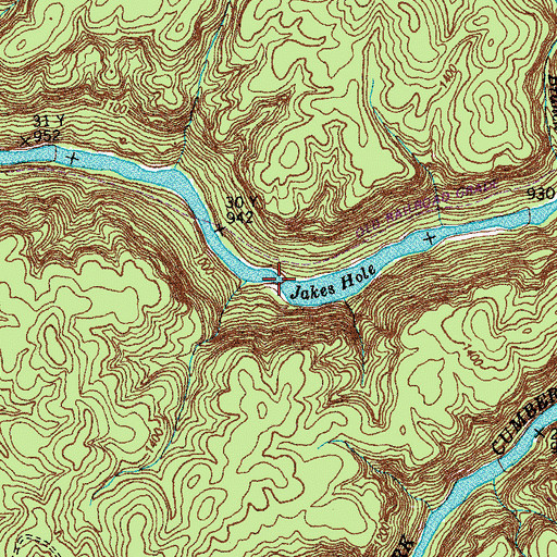 Topographic Map of O and W Rapids, TN