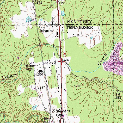 Topographic Map of State Line, TN