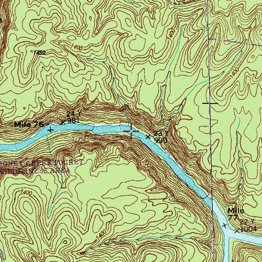 Topographic Map of Washing Machine Rapids, TN