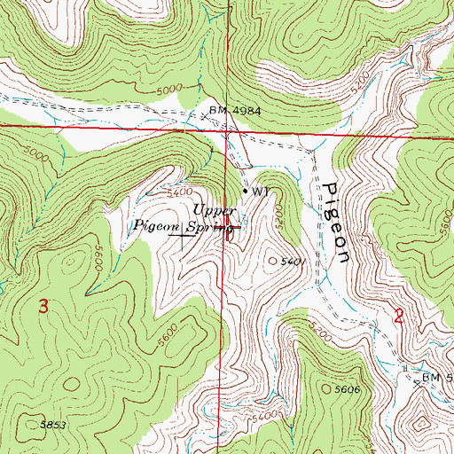 Topographic Map of Upper Pigeon Spring, AZ