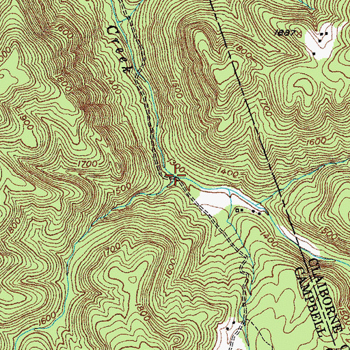 Topographic Map of Hurricane Branch, TN