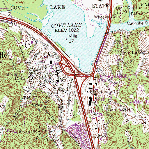 Topographic Map of Interchange 134, TN