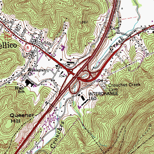 Topographic Map of Interchange 160, TN