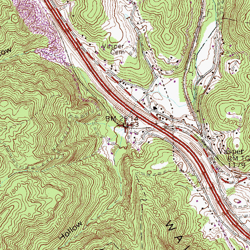 Topographic Map of Left Fork Little Cove Creek, TN