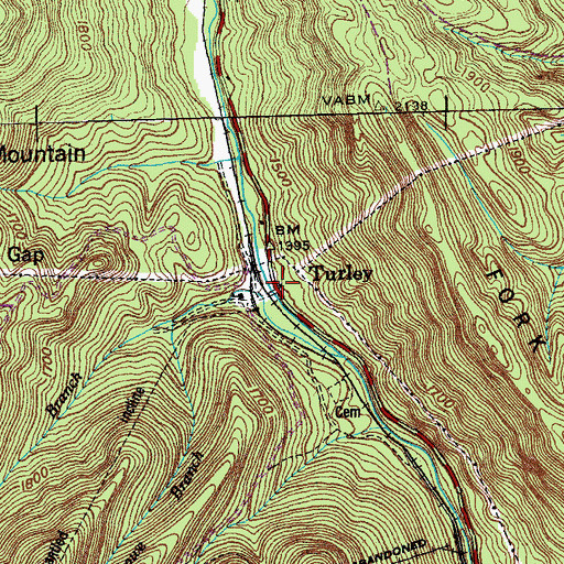 Topographic Map of Turley, TN