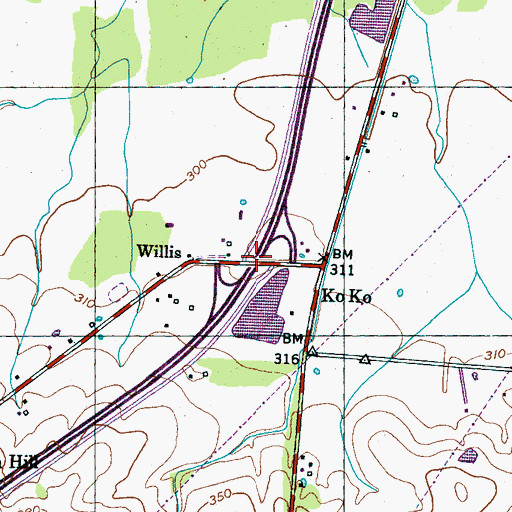 Topographic Map of Interchange 52, TN