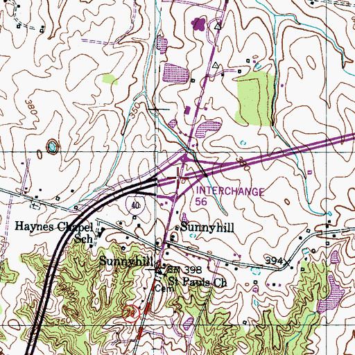 Topographic Map of Interchange 56, TN