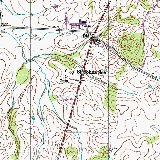 Topographic Map of Saint John, TN