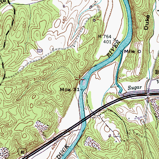 Topographic Map of Barren Hollow Branch, TN