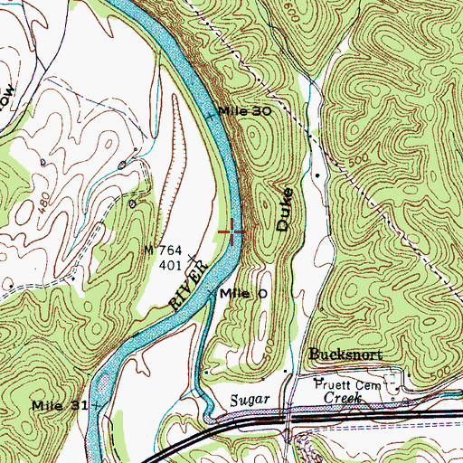 Topographic Map of Bickerstaff Eddy, TN