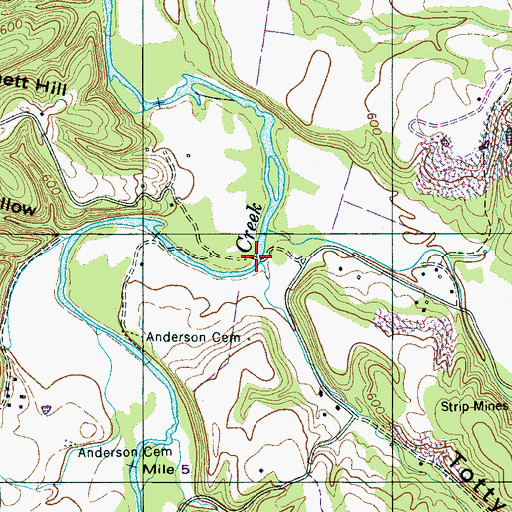 Topographic Map of Coopers Bluebuck Creek, TN