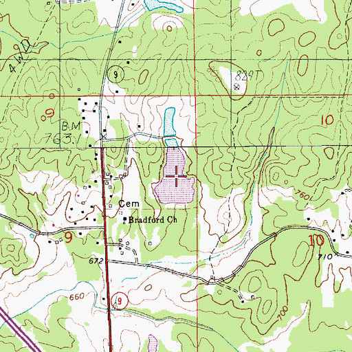 Topographic Map of Walls Lake, AL