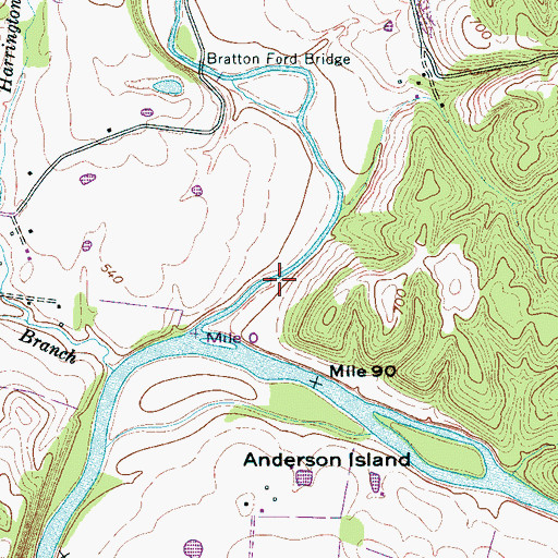 Topographic Map of Harrill Ford, TN