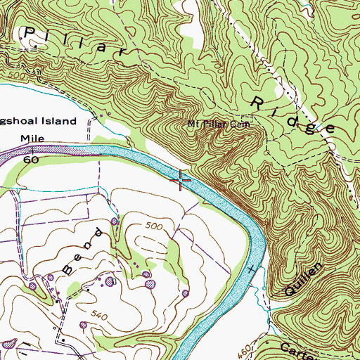 Topographic Map of Log Shoal, TN