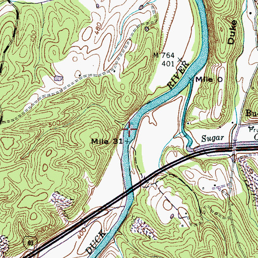 Topographic Map of Long Shoal, TN