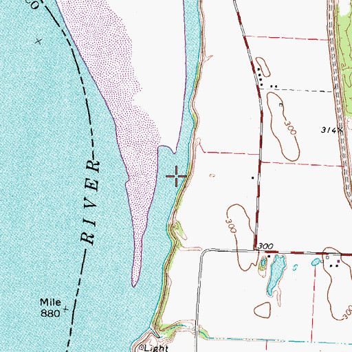 Topographic Map of Below Toneys Towhead Revetment, TN