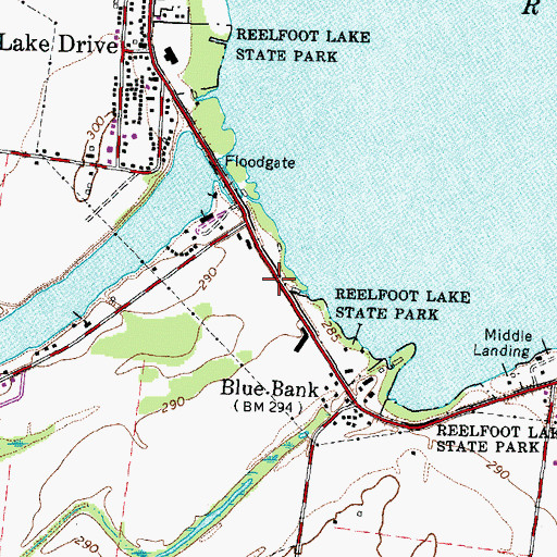 Topographic Map of Blue Bank Levee, TN