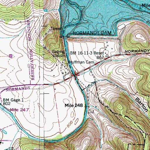 Topographic Map of Lees Ford, TN