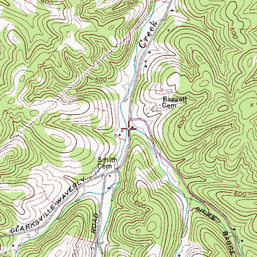 Topographic Map of Baggett Hollow, TN
