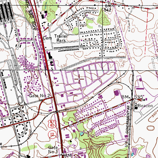 Topographic Map of Belleglade, TN