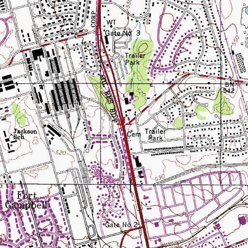 Topographic Map of Bethel, TN