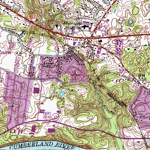 Topographic Map of Colonial Court, TN