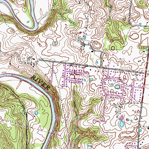 Topographic Map of Endsville, TN