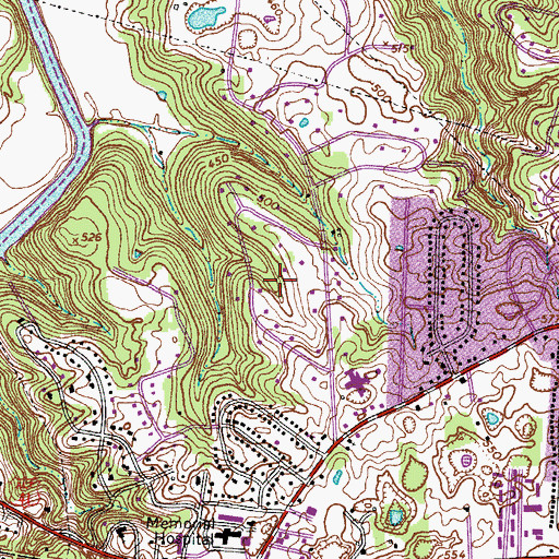 Topographic Map of Evergreen Estates, TN
