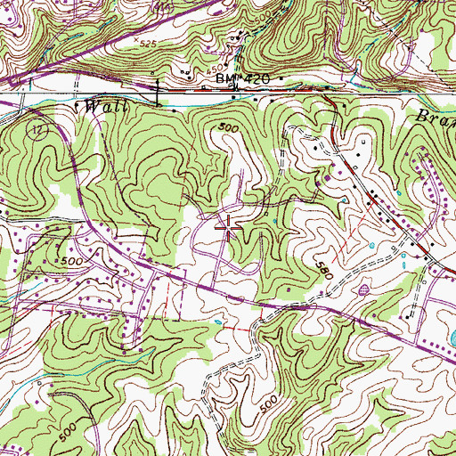 Topographic Map of Glenstone, TN