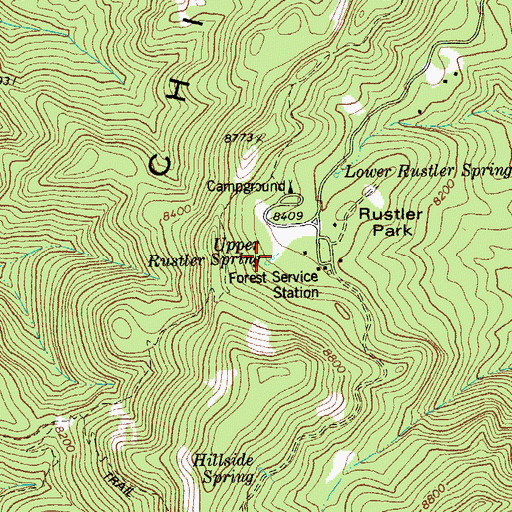Topographic Map of Upper Rustler Spring, AZ