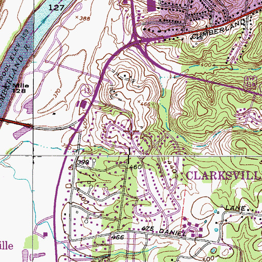 Topographic Map of Hillwood, TN