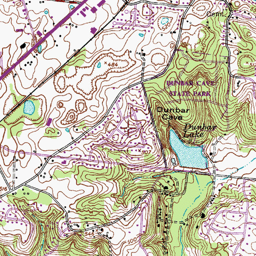 Topographic Map of Hundred Acres, TN