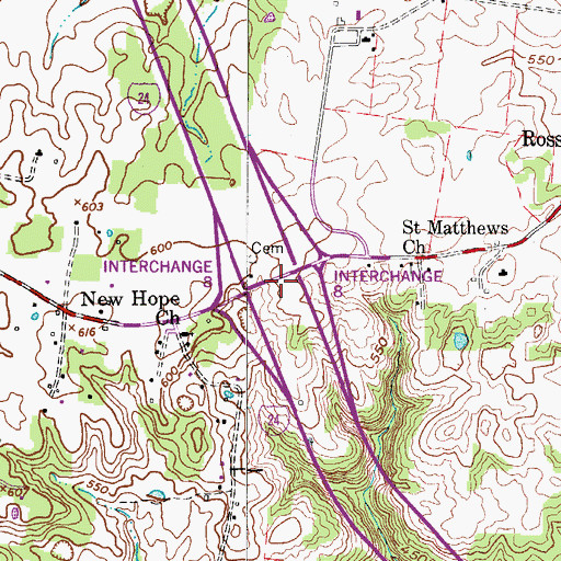 Topographic Map of Interchange 8, TN