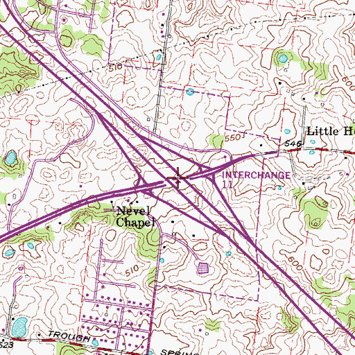 Topographic Map of Interchange 11, TN