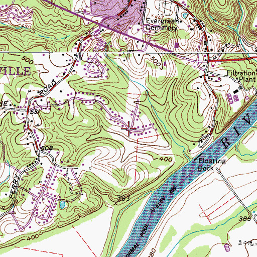 Topographic Map of Kingsbury, TN