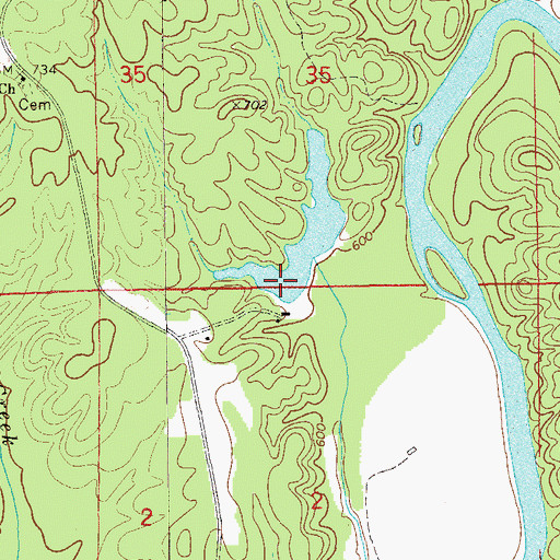 Topographic Map of Monaghan Lake, AL