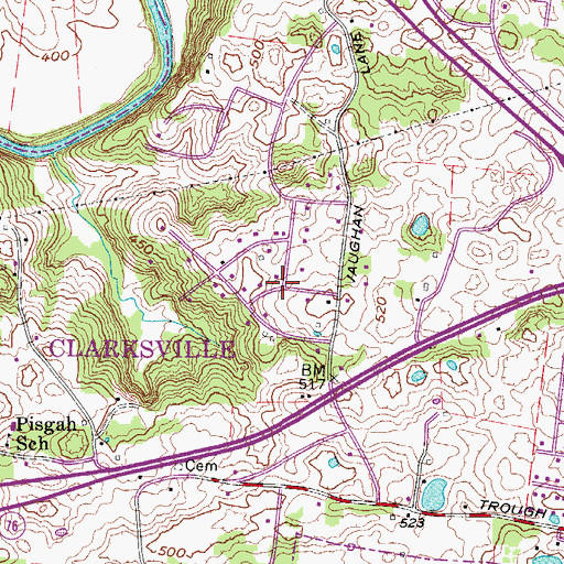 Topographic Map of Red River Estates, TN