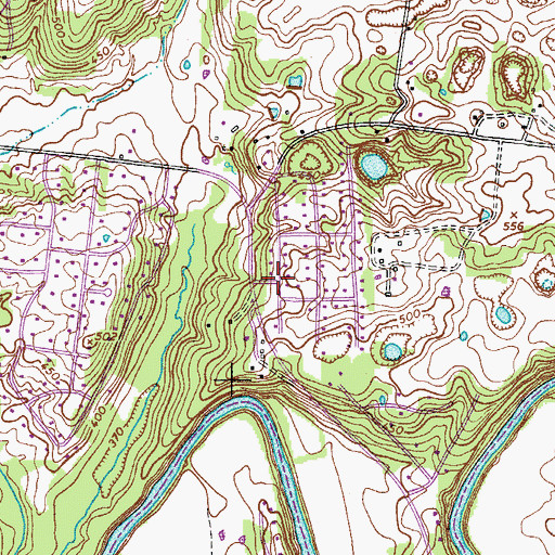 Topographic Map of River Run, TN