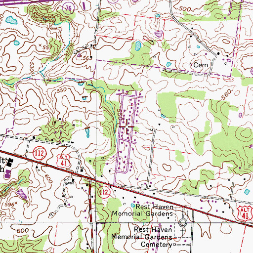 Topographic Map of Royalty Acres, TN