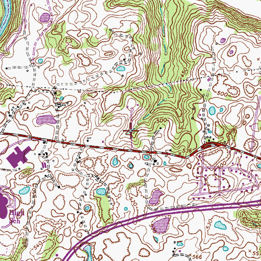 Topographic Map of Rushton, TN