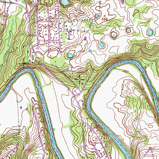 Topographic Map of Shady Bluff, TN