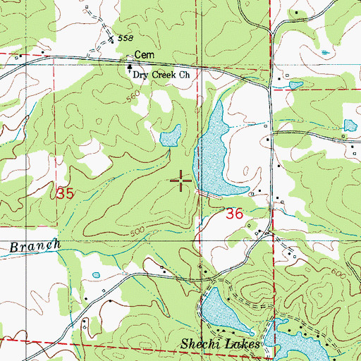 Topographic Map of Jim Oliver Pond Dam, AL