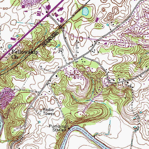 Topographic Map of Woodland Estates, TN