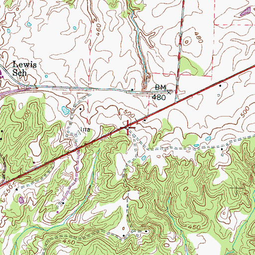 Topographic Map of Ina (historical), TN