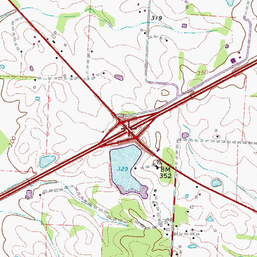 Topographic Map of Interchange 35, TN
