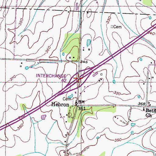 Topographic Map of Interchange 42, TN